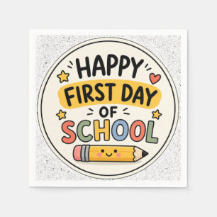 Happy First Day of School Cute Kawaii Pencil Napkins
