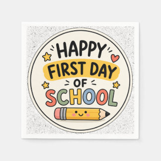 Happy First Day of School Cute Kawaii Pencil Napkins