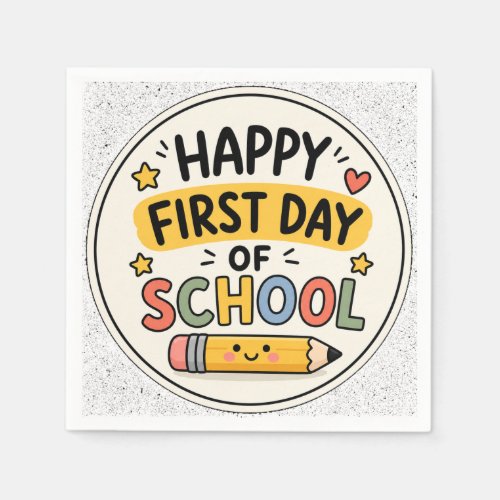 Happy First Day of School Cute Kawaii Pencil Napkins