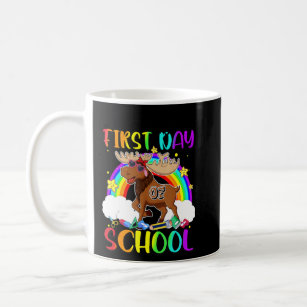 Happy First Day Of School Cute Moose Rainbow Back  Coffee Mug
