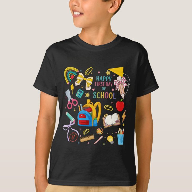 Happy First Day Of School Cute Preppy school T-Shirt (Front)