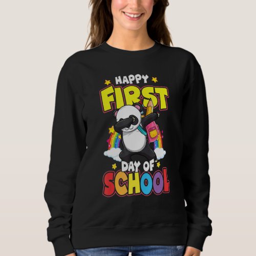 Happy First Day Of School Dabbing Panda Back To Sc Sweatshirt