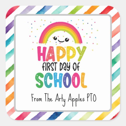 Happy first day of school gift tag square sticker