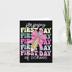 Happy First Day Of School Girls Coquette Bow Back  Card
