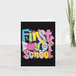 Happy First Day Of School Hello Teacher Kids Back Card