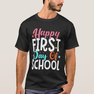 Happy First Day Of School Kids Cute Teacher Back T T-Shirt