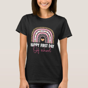 Happy First Day Of School Leopard Rainbow Back To T-Shirt