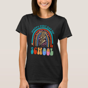 Happy First Day Of School Leopard Retro Thunder T-Shirt