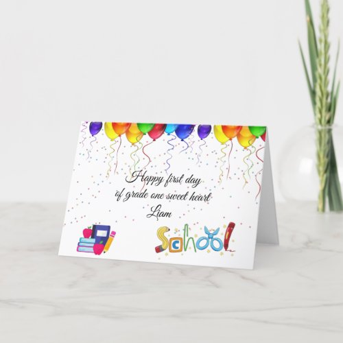 Happy first day of school party thank you card