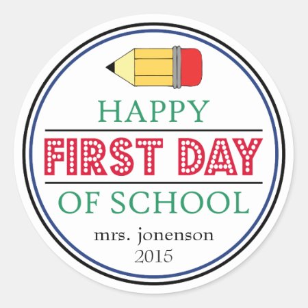 Happy First Day Of School Pencil Sticker (red)