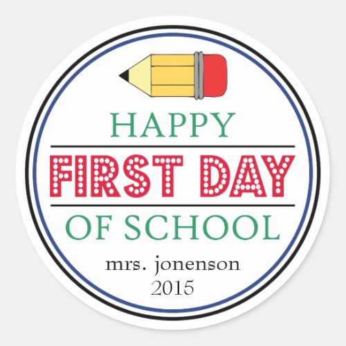 Happy First Day Of School Pencil Sticker Red