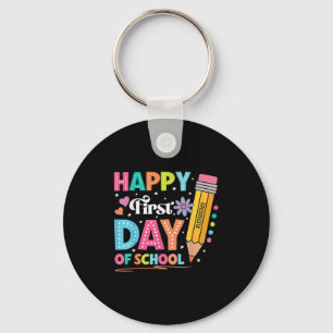 Happy First Day Of School Pencil Teacher Cute Back Keychain