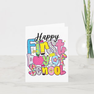 Happy First Day Of School Pencil Teacher Kids Back Card