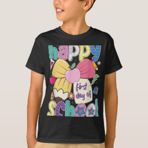 Happy First Day Of School Pencil Teacher Kids Back T-Shirt
