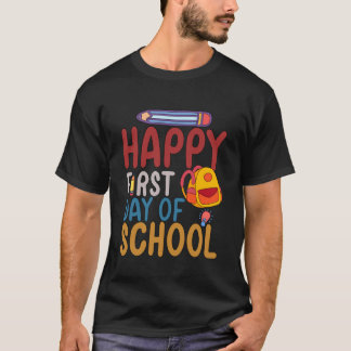 Happy First Day Of School Pencil Teacher Kids Back T-Shirt