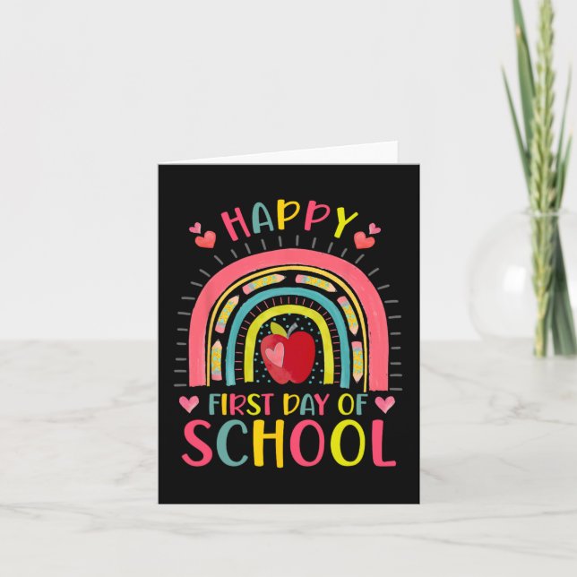 Happy First Day Of School Rainbow Teacher Back To  Card (Front)