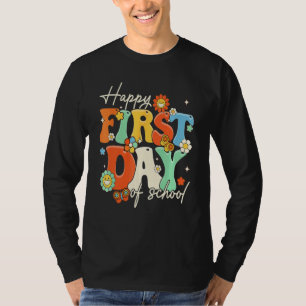 Happy First Day Of School Retro Groovy Teacher St T-Shirt