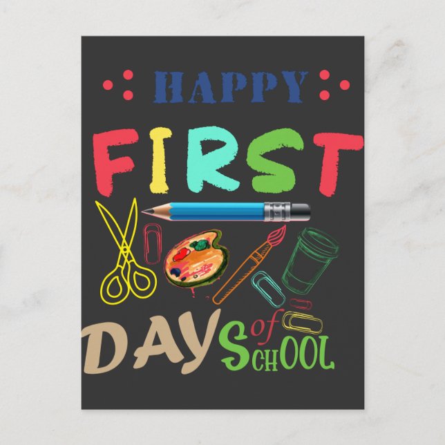 Happy First Day Of School T-Shirt Postcard (Front)