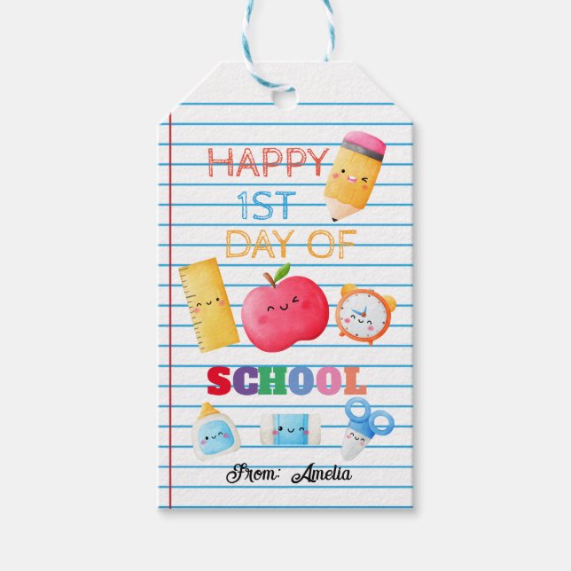 Happy first day of school tags (Front)