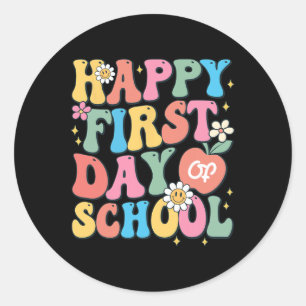 Happy First Day of School Teacher Boys Girls Back Classic Round Sticker