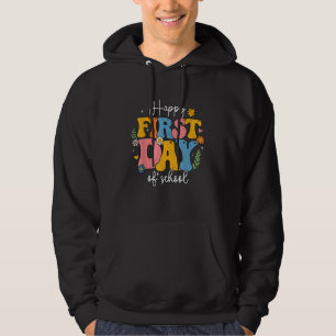 Happy First Day Of School Teacher Kids Groovy Back Hoodie
