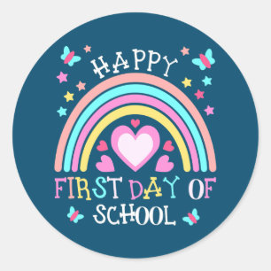 Happy First Day Of School Teacher Student Back To Classic Round Sticker
