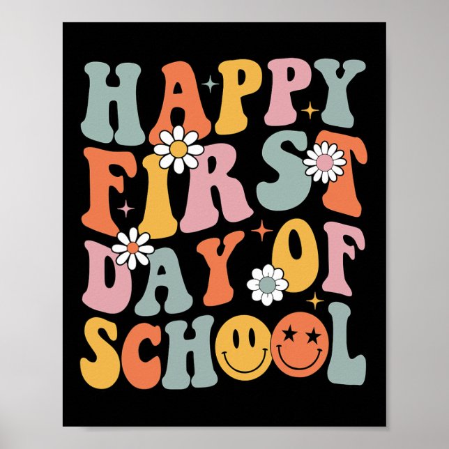 Happy First Day Of School  Teachers Kids Back To S Poster (Front)