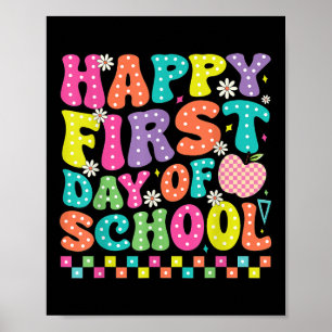 Happy First Day Of School Teachers Kids Boys Back Poster