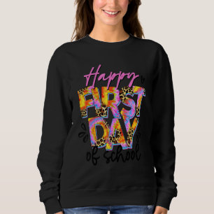 Happy First Day Of School Tie Dye Leopard 4th Grad Sweatshirt