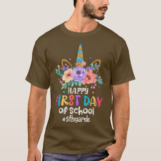Happy First Day Of School Unicorn 5th Grade Back T T-Shirt