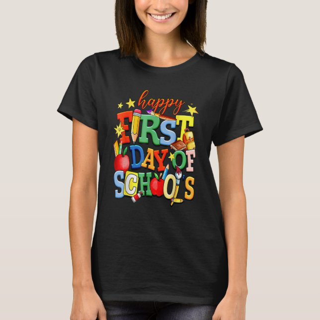 Happy First Day Of School Welcome Back To School K T-Shirt (Front)