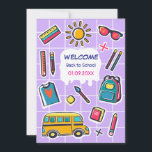 Happy First Day Of School WELCOME Save The Date<br><div class="desc">Happy First Day Of School! motivation quotes, back to school, WELCOME / BACK TO SCHOOL / I LOVE SCHOOL GRAPHIC DESIGN / GRADUATION, Kids Party Decoration, Gifts, Colorful, Cartoon. Teacher Day, Gifts Graduation for boys and girls, Announcements Graduation, Classroom, Captions Graduation, Card, Messages, Graduation Ceremony, First Grade, Welcome Poster, Graduation...</div>