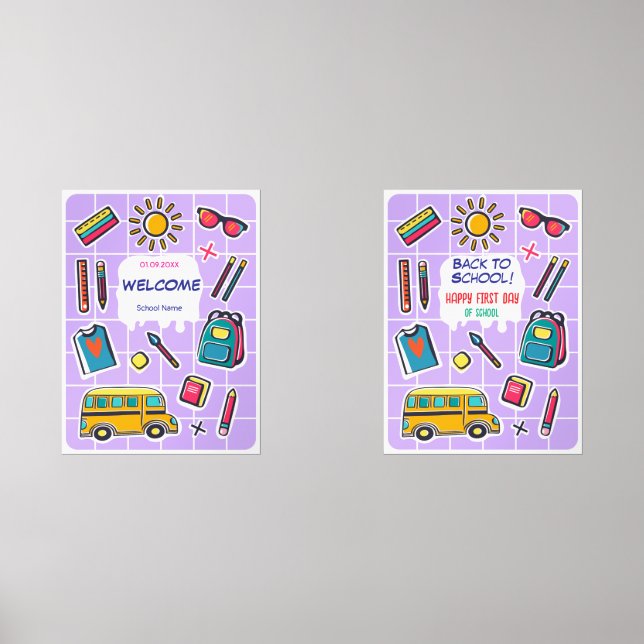 Happy First Day Of School WELCOME Wall Art Sets (Front)