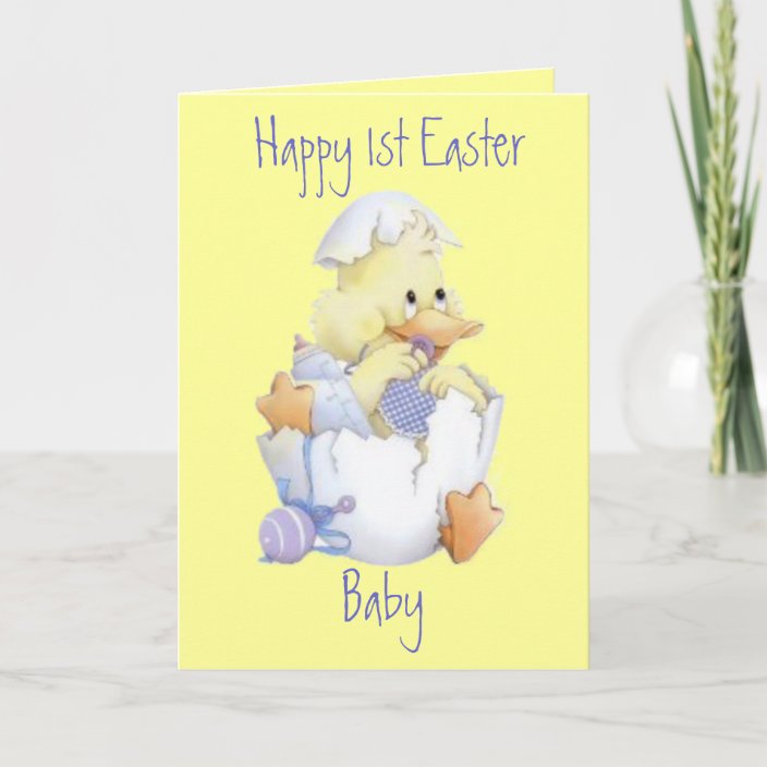 Happy First Easter Baby Boy (Customizable) Holiday Card | Zazzle.com