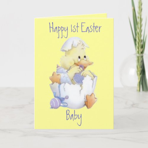 Happy First Easter Baby Boy Customizable Holiday Card