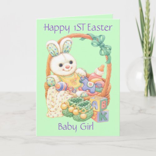 Happy First Easter Baby Girl Customizable Holiday Card