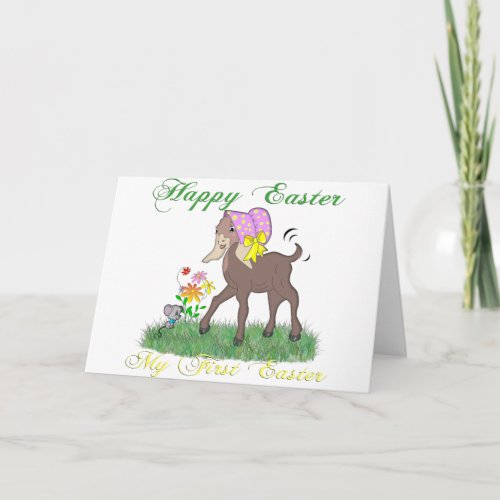 Happy First Easter Goat Holiday Card