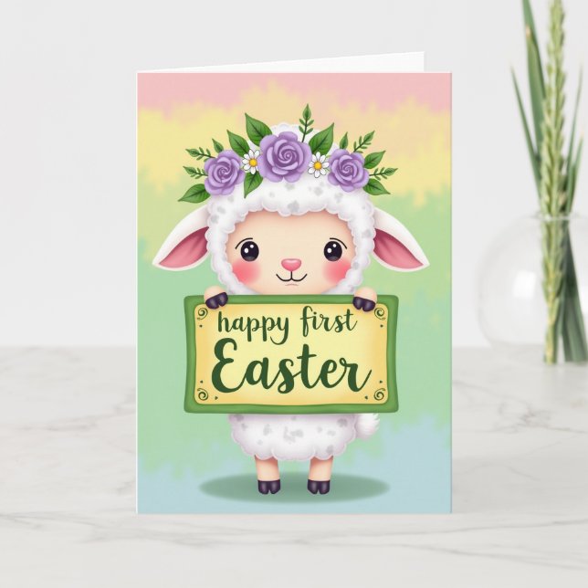 Happy First Easter Sheep Card (Front)