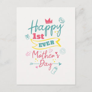 Happy First Ever Mothers Day Cute New Mom Postcard