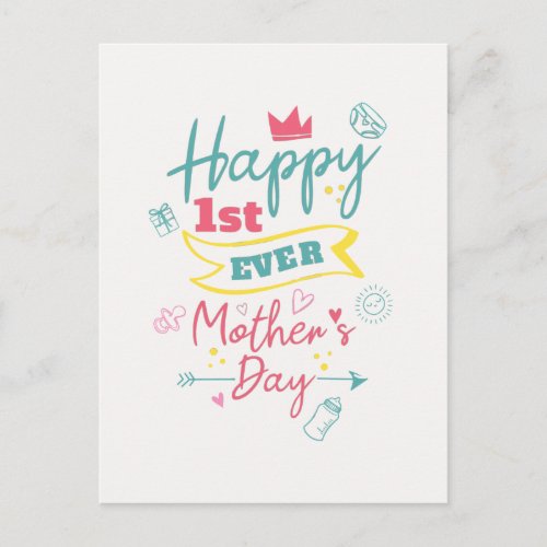 Happy First Ever Mothers Day Personalized Holiday Postcard