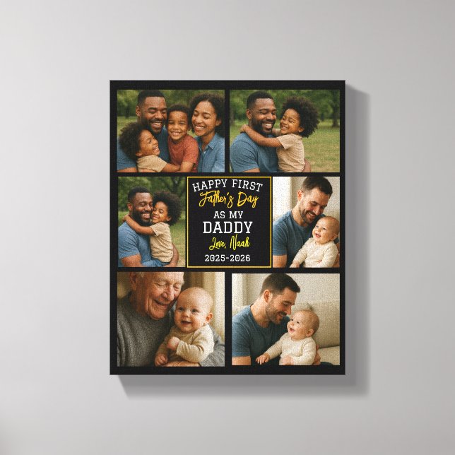 Happy First Father Day Personalized Photo Collage Canvas Print (Front)