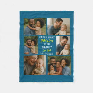 Happy First Father Day Photo Collage Fleece Blanket