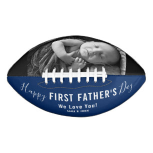 Happy First Father’s Day Blue Modern Photo Name Football