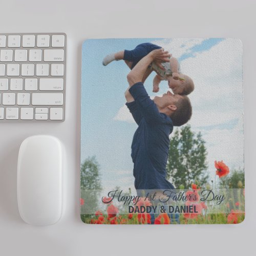 Happy First Fathers Day Custom Photo and Name Mouse Pad