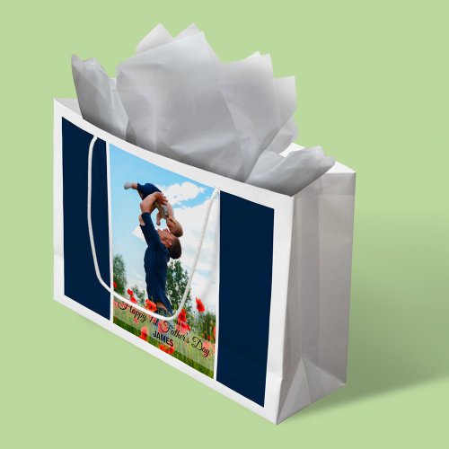 Happy First Fatherâs Day Custom Photo Gift Bag