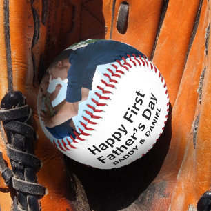 Happy First Father’s Day Custom Photo & Text Baseball