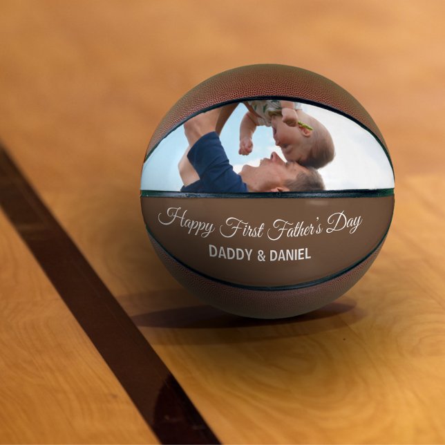 Happy First Father’s Day Custom Photo & Text Basketball (Creator Uploaded)