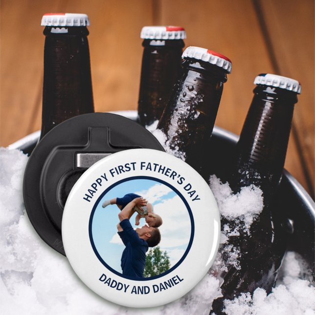 Happy First Father’s Day Custom Photo & Text Bottle Opener (Creator Uploaded)
