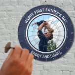 Happy First Father’s Day Custom Photo & Text Dart Board<br><div class="desc">Celebrate the unforgettable moment of becoming a dad with this heartfelt, customizable Father's Day Dart Board. Featuring your personal photo — like a special moment between a father and his baby — and text that can be personalized, this design captures all the emotion and love of a first Father's Day....</div>