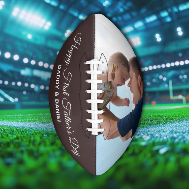 Happy First Father’s Day Custom Photo & Text Football (Creator Uploaded)